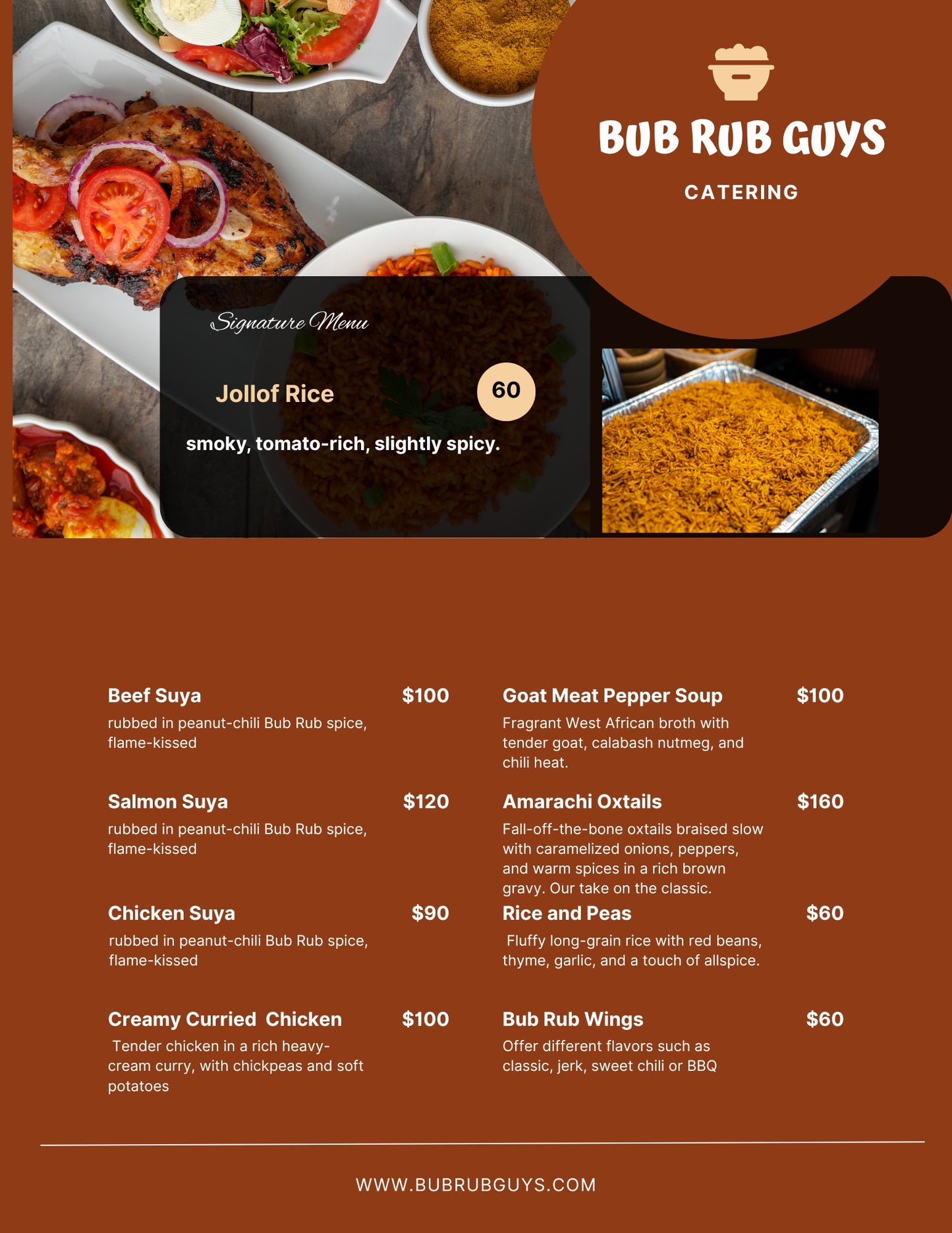 Bubrubguys Catering Menu